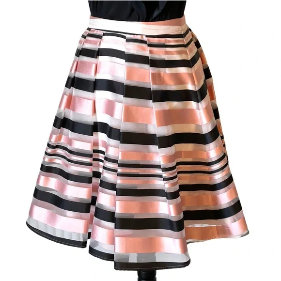 Pink Tartan Satin Stripe Full Skirt - Picture 6 of 13